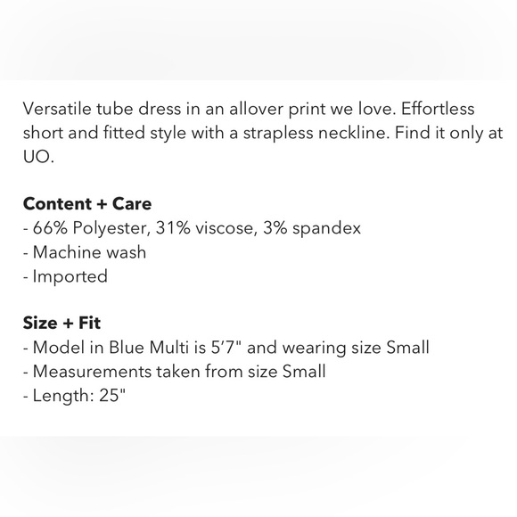 NWT UO Kristy Printed Tube Dress - M & L - Picture 6 of 6